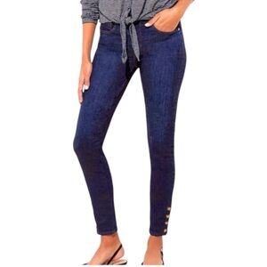LOFT Size 29/8 Skinny High Rise Dark Wash Tortoise Ankle Snap Jeans Like New